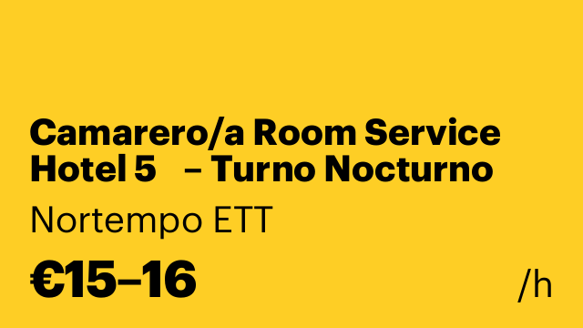 Camarero/a Room Service Hotel 5⭐ – Turno Nocturno