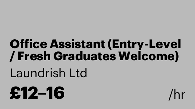 Office Assistant (Entry-Level / Fresh Graduates Welcome)