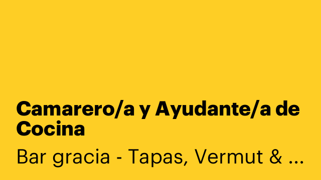 Camarero/a y Ayudante/a de Cocina