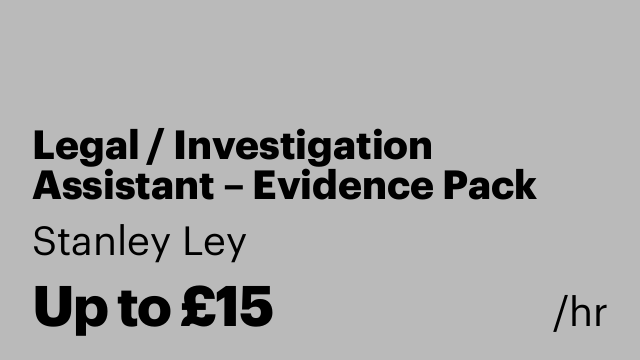 Legal / Investigation Assistant – Evidence Pack Preparation