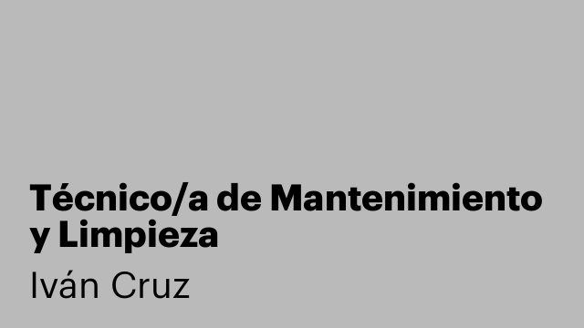 Técnico/a de Mantenimiento y Limpieza