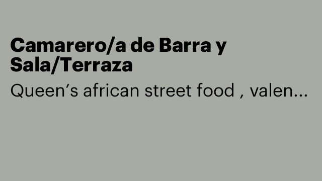 Camarero/a de Barra y Sala/Terraza