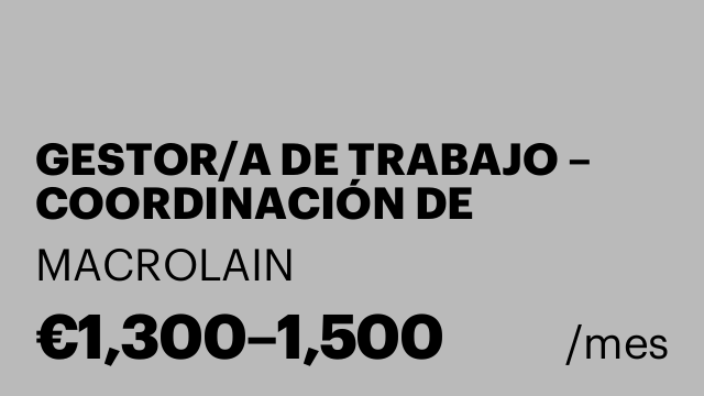 GESTOR/A DE TRABAJO – COORDINACIÓN DE TÉCNICOS