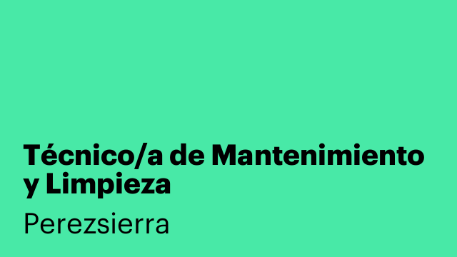 Técnico/a de Mantenimiento y Limpieza
