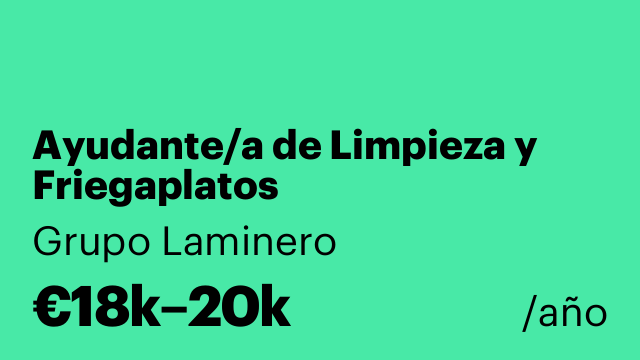 Ayudante/a de Limpieza y Friegaplatos