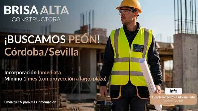 Peón de Construcción - Incorporación Inmediata (Córdoba)