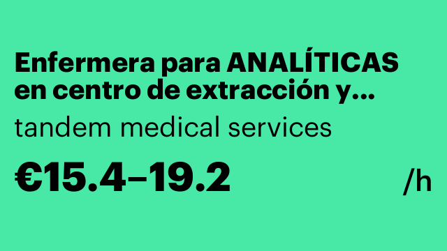 Enfermera para ANALÍTICAS en centro de extracción y domicilios