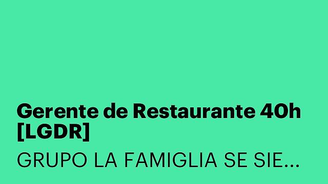 Gerente de Restaurante 40h [LGDR]