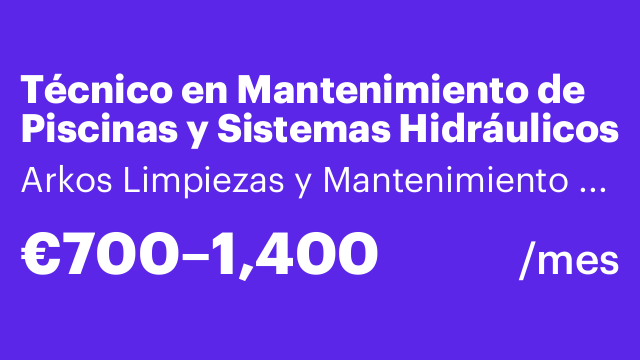Técnico en Mantenimiento de Piscinas y Sistemas Hidráulicos