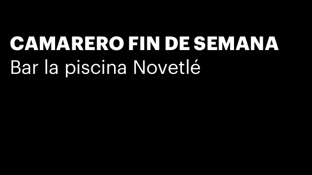 CAMARERO FIN DE SEMANA