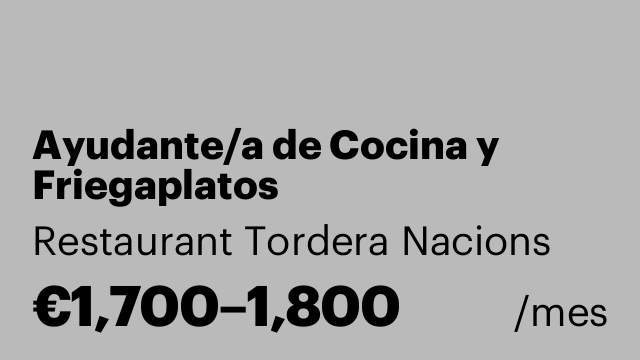 Ayudante/a de Cocina y Friegaplatos