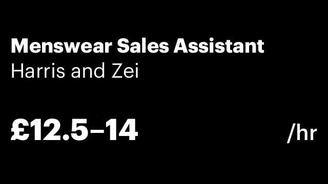 Menswear Sales Assistant