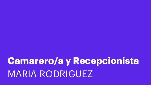 Camarero/a y Recepcionista