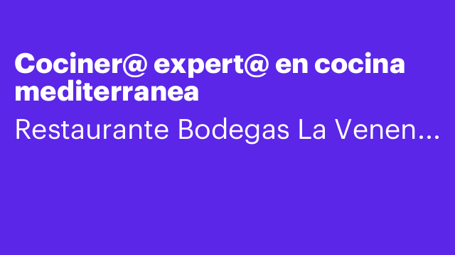 Cociner@ expert@ en cocina mediterranea