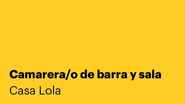 Camarera/o de barra y sala