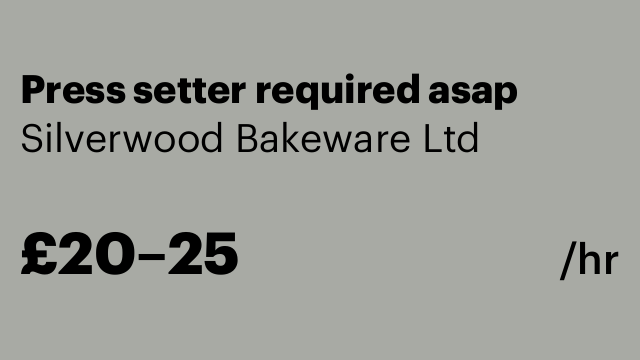 Press setter required asap
