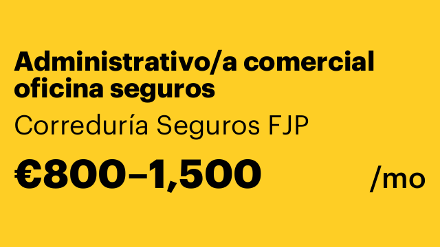 Administrativo/a comercial oficina seguros