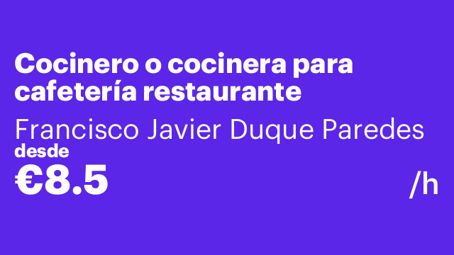 Cocinero o cocinera para cafetería restaurante