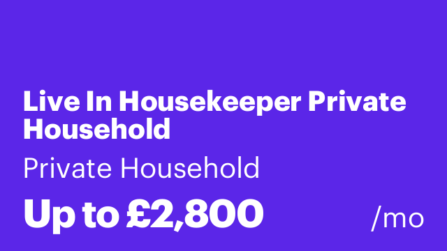 Live In Housekeeper Private Household