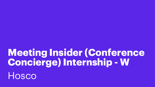 Meeting Insider (Conference Concierge) Internship - W Barcelona
