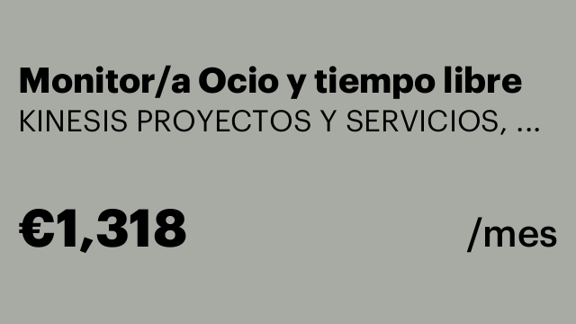 Monitor/a Ocio y tiempo libre