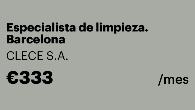 Especialista de limpieza. Barcelona