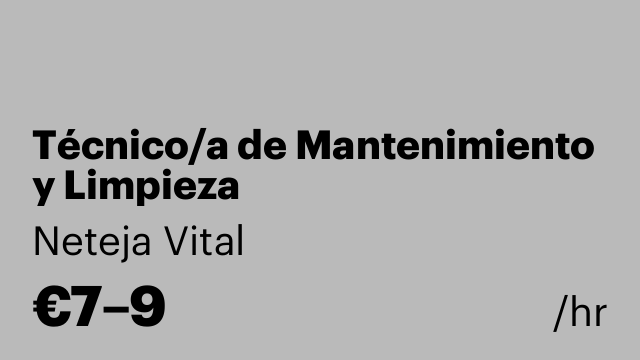Técnico/a de Mantenimiento y Limpieza