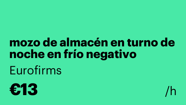 mozo de almacén en turno de noche en frío negativo