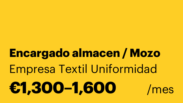 Encargado almacen / Mozo