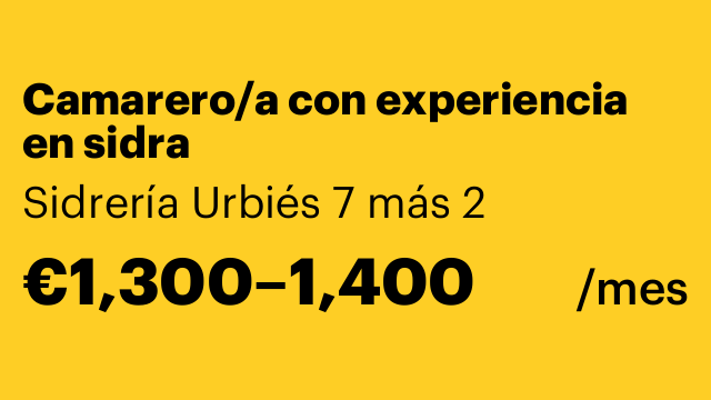 Camarero/a con experiencia en sidra