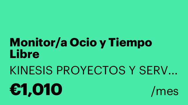 Monitor/a Ocio y Tiempo Libre