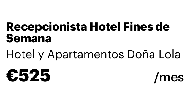 Recepcionista Hotel Fines de Semana