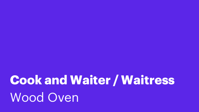 Cook and Waiter / Waitress
