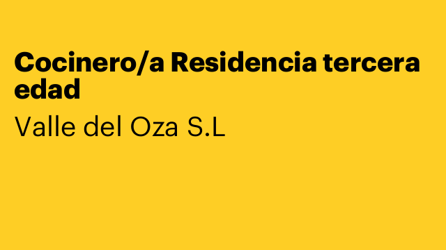 Cocinero/a Residencia tercera edad
