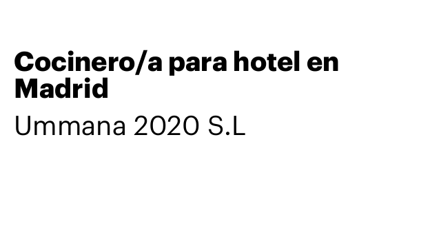 Cocinero/a para hotel en Madrid