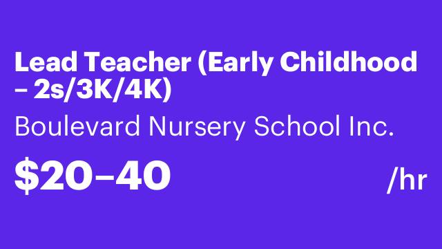 Lead Teacher (Early Childhood – 2s/3K/4K)