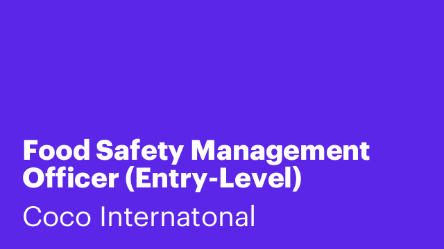 Food Safety Management Officer (Entry-Level)