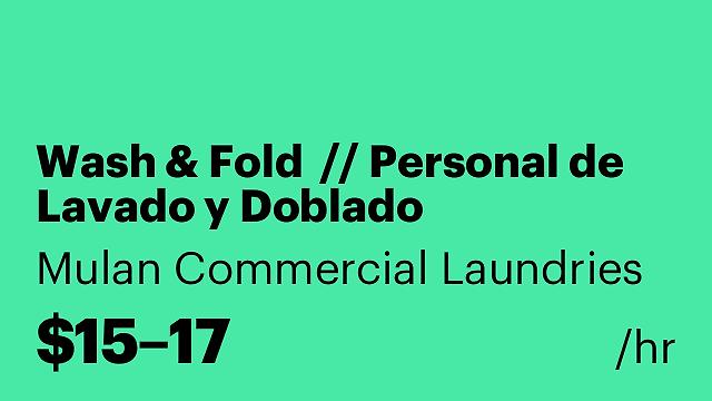 Wash & Fold  // Personal de Lavado y Doblado