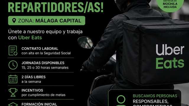 🚴‍♂️ ¡BUSCAMOS REPARTIDORES/AS PARA MÁLAGA CAPITAL! 🛵