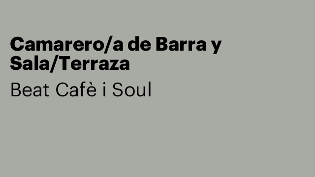 Camarero/a de Barra y Sala/Terraza