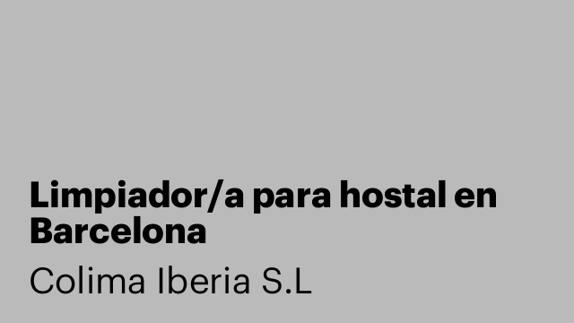 Limpiador/a para hostal en Barcelona