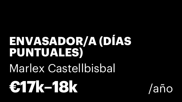 ENVASADOR/A (DÍAS PUNTUALES)