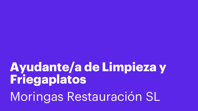 Ayudante/a de Limpieza y Friegaplatos