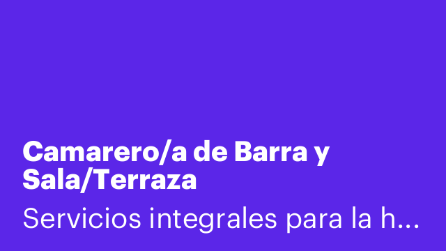 Camarero/a de Barra y Sala/Terraza
