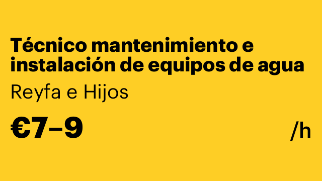 Técnico mantenimiento e instalación de equipos de agua