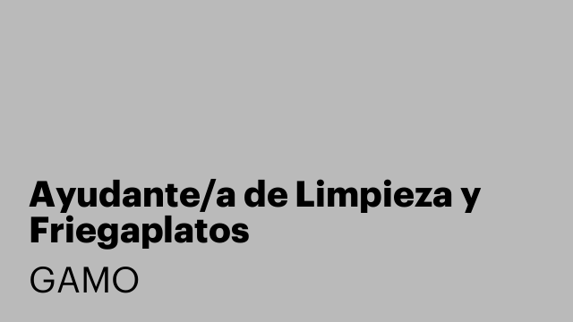 Ayudante/a de Limpieza y Friegaplatos