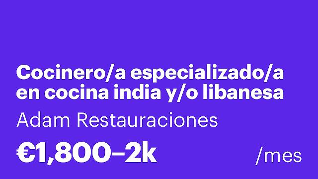 Cocinero/a especializado/a en cocina india y/o libanesa