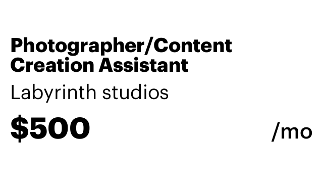 Photographer/Content Creation Assistant