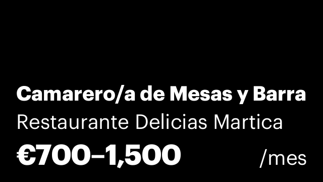 Camarero/a de Mesas y Barra