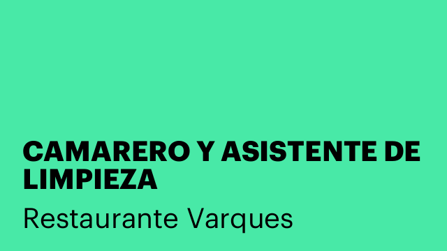CAMARERO Y ASISTENTE DE LIMPIEZA